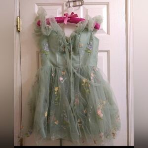 Small green flowery fairy cottagecore dress